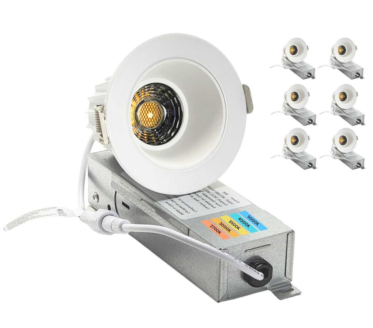 2.5" Anti-Glare LED Downlight 9W, 5CCT — LED Pot Lights from Safer Lighting