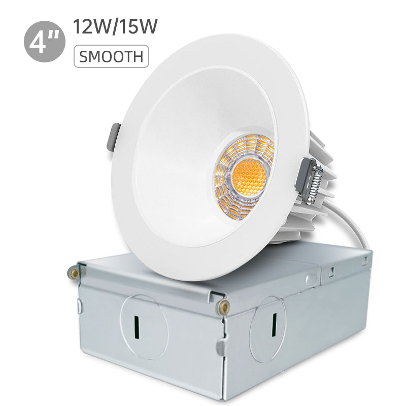 4" Anti-Glare LED Downlight 12W, 5CCT — LED Pot Lights from Safer Lighting