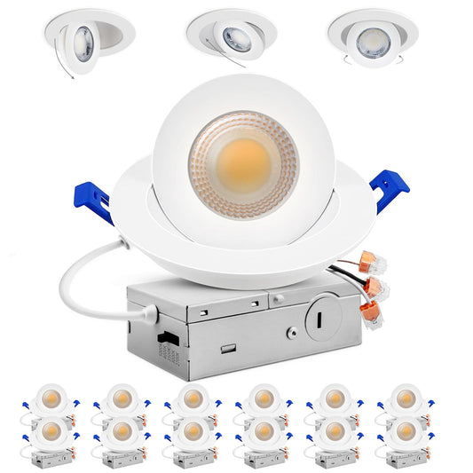 4" COB Gimbal LED Downlight 12W, 360°/36° Rotation, 5CCT
