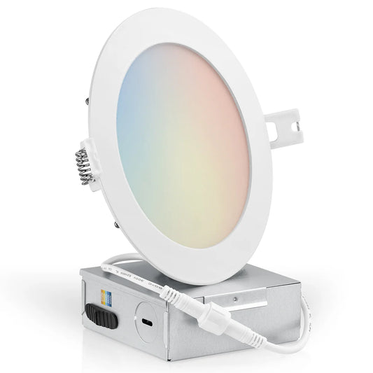 4" Slim Panel LED Downlight 9W, 5CCT, Canless Wafer