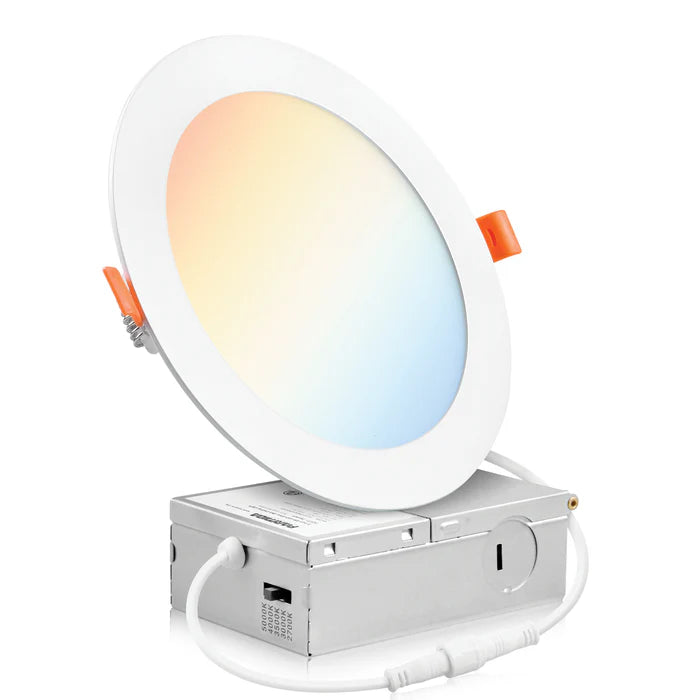 6" Slim Panel LED Downlight 12W, 5CCT, FT4 Wired — LED Pot Lights from Safer Lighting